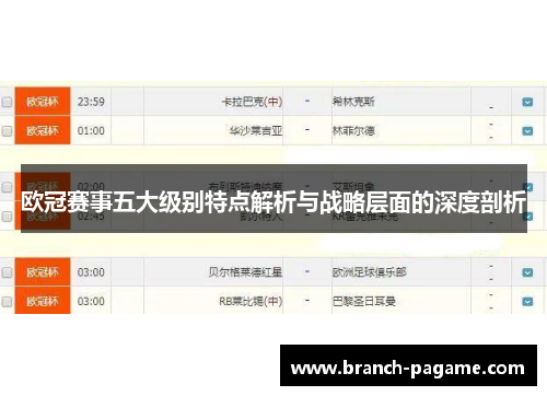 欧冠赛事五大级别特点解析与战略层面的深度剖析