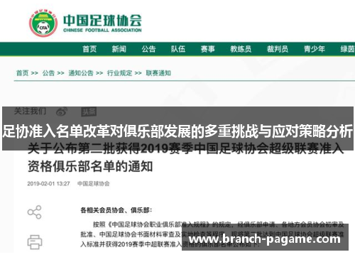 足协准入名单改革对俱乐部发展的多重挑战与应对策略分析
