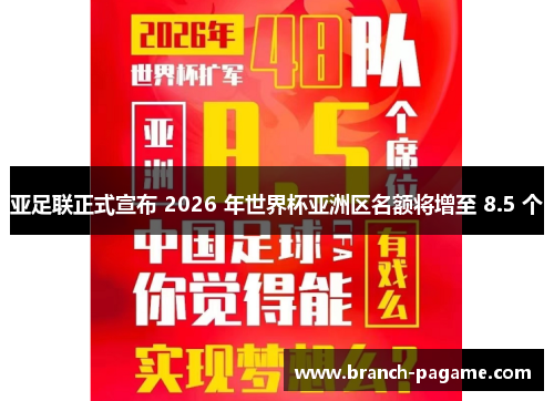 亚足联正式宣布 2026 年世界杯亚洲区名额将增至 8.5 个 亚足联正式宣布 2026 年世界杯亚洲区名额将增至 8.5 个